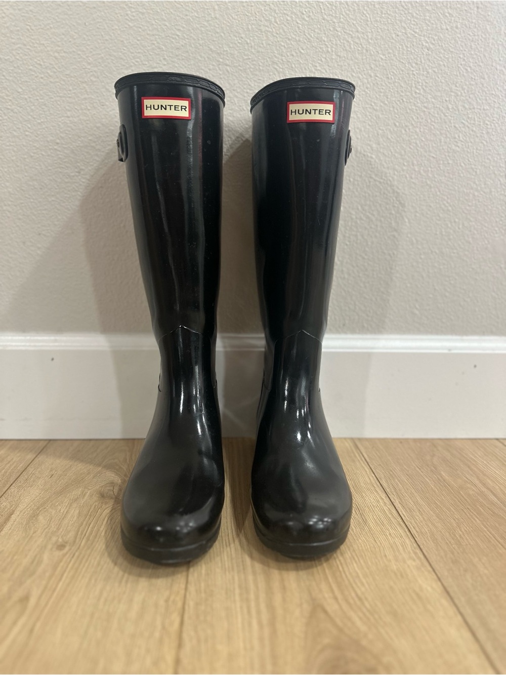 Hunter Gloss Black Knee-High Rain Boots - Picture 10 of 10